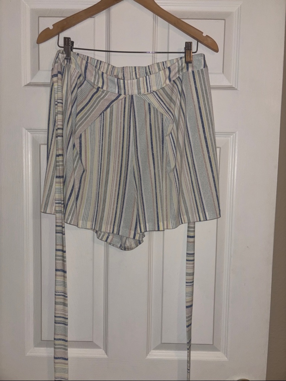 BCBGeneration Pastel Striped Tie-Waist Shorts
